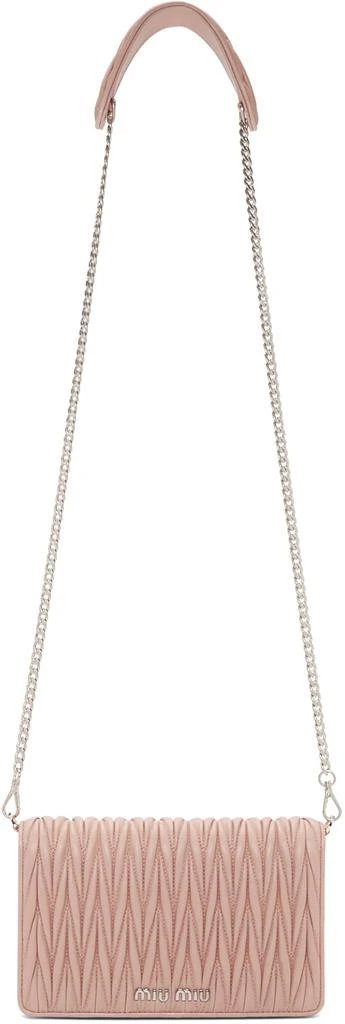 商品Miu Miu|Pink Matelassé Wallet Chain Bag,价格¥9511,第1张图片