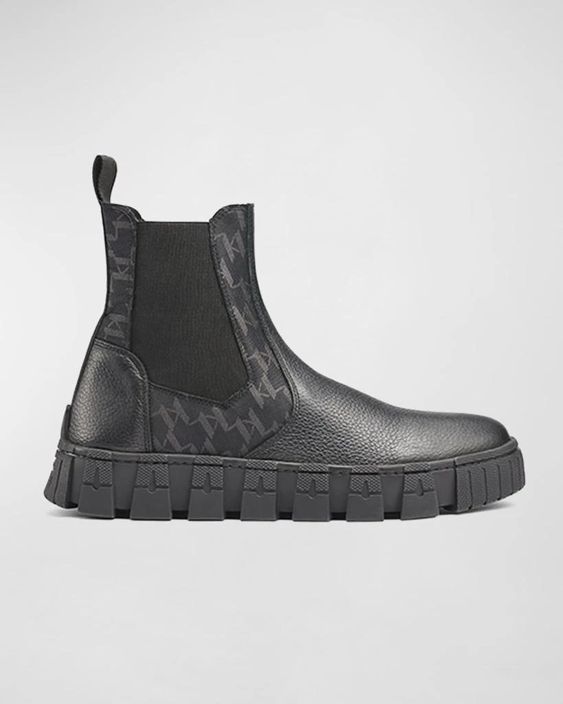 商品Karl Lagerfeld Paris|Men's Logo-Print Nylon & Leather Chelsea Boots,价格¥2888,第1张图片