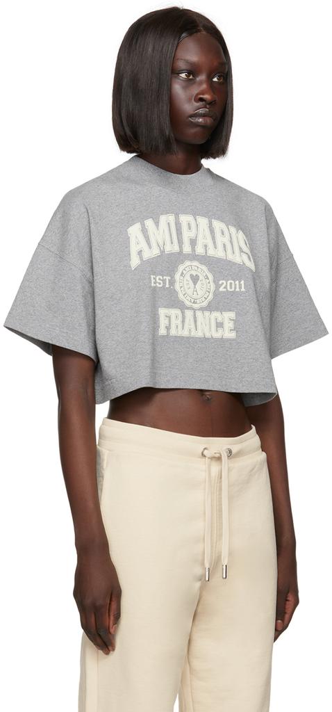 Gray 'Ami Paris France' T-Shirt商品第2张图片规格展示