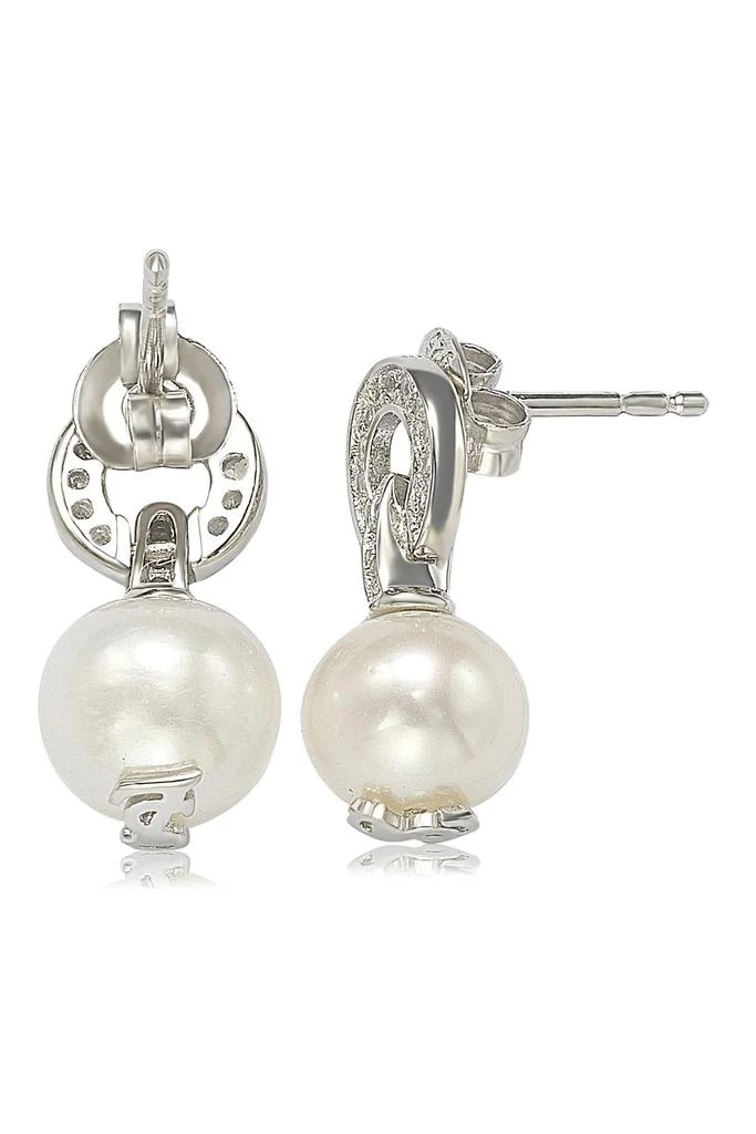商品Suzy Levian|Created Sapphire & 8mm Freshwater Pearl Circle Drop Earrings,价格¥984,第2张图片详细描述