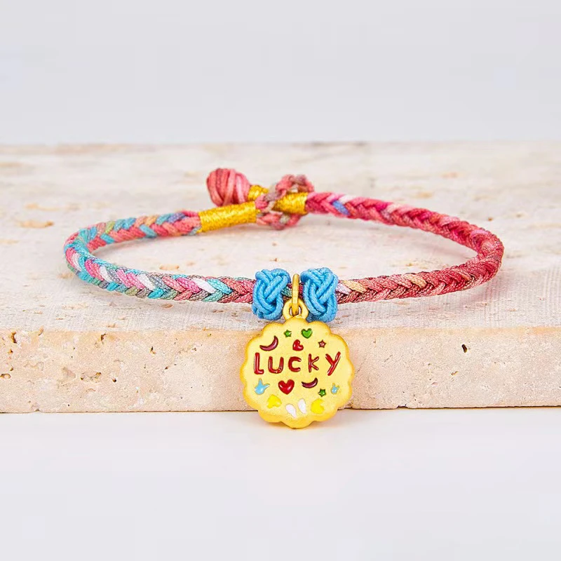 3D硬金烤漆LUCKY圆牌手串「黄金发货周期一周」 商品
