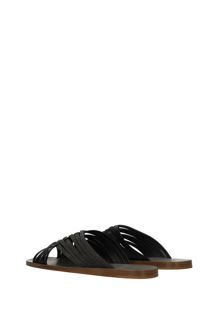 商品Brunello Cucinelli|Slippers and clogs Leather Black,价格¥3566,第4张图片详细描述