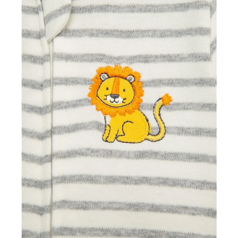 商品Little Me|Baby Boys Long Sleeved Striped Lion Footed Coverall,价格¥96,第4张图片详细描述