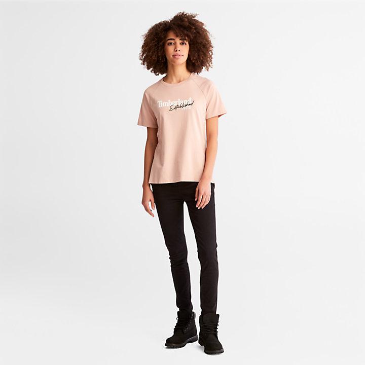 Raglan-sleeve Logo T-Shirt for Women in Light Pink商品第3张图片规格展示