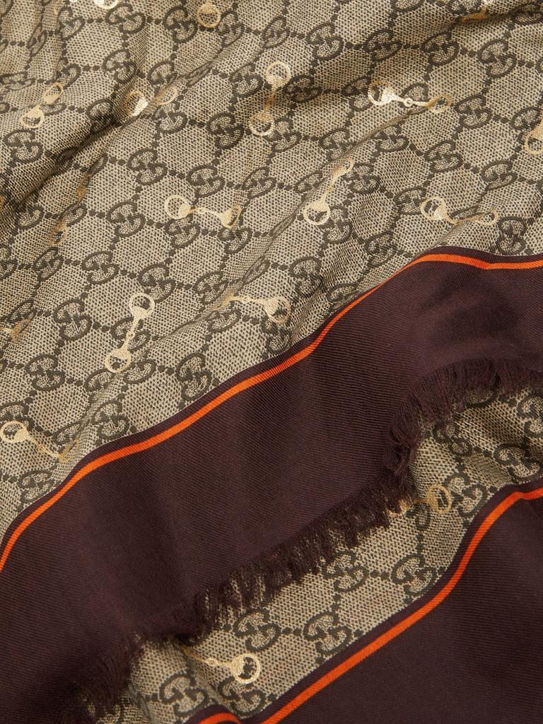 商品Gucci|GG & Horsebit-print modal-blend twill scarf,价格¥3597,第4张图片详细描述