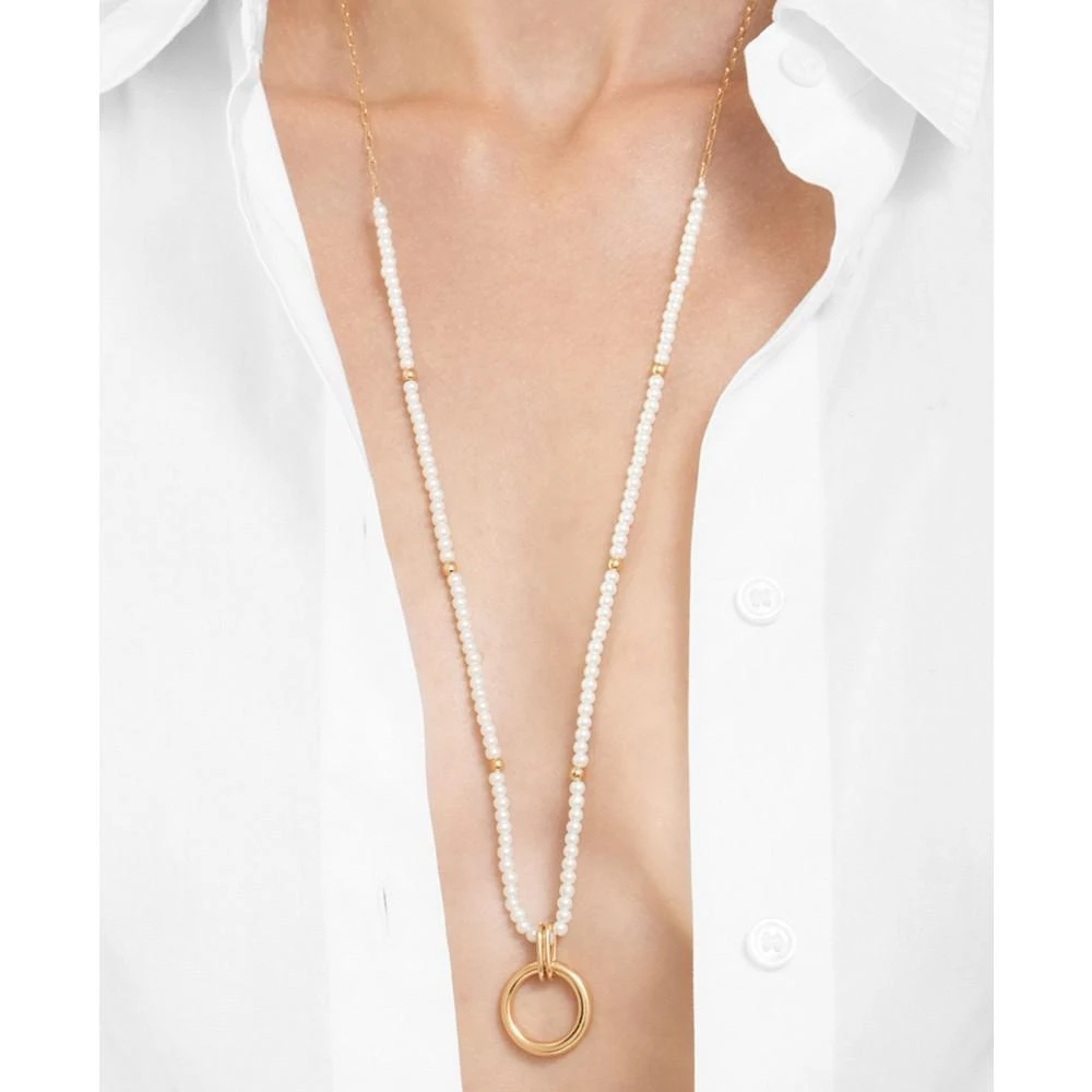 商品ADORNIA|29-32" Adjustable 14K Gold Plated Imitation Pearl Beaded Ring Pendant Necklace,价格¥206,第2张图片详细描述