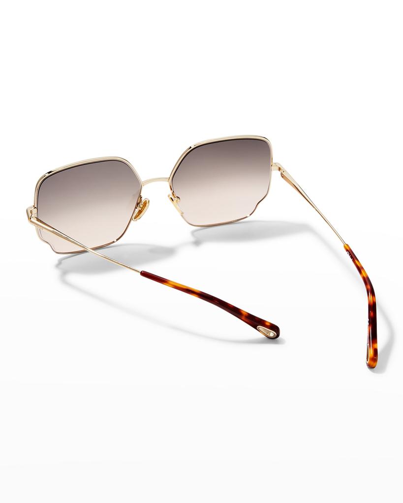 Oversized Geo Rectangle Metal Sunglasses商品第2张图片规格展示