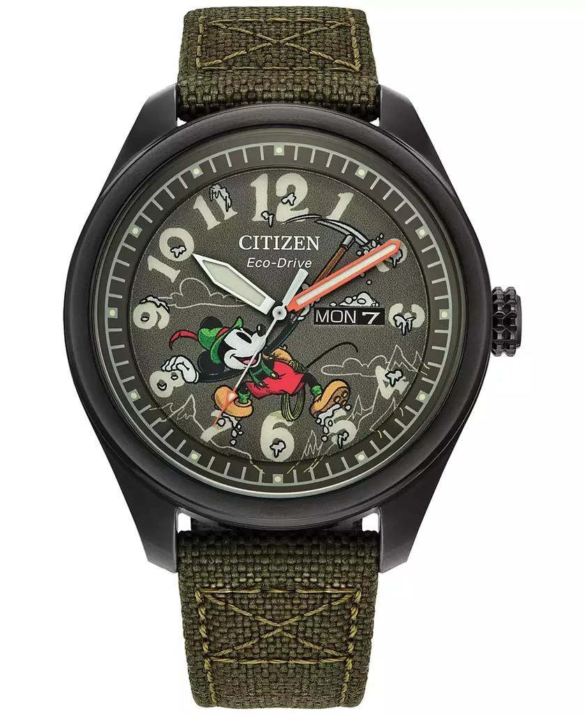 商品Citizen|Eco-Drive Men's Disney Alpine Mickey Mouse Explorer Green Khaki Strap Watch 42mm Boxed Set,价格¥2432,第2张图片详细描述