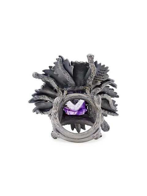 商品Stephen Dweck|Garden Of Stephen Sterling Silver, Amethyst & Handmade Cire Perdue Assemblage Of Leaves Ring,价格¥24853,第3张图片详细描述