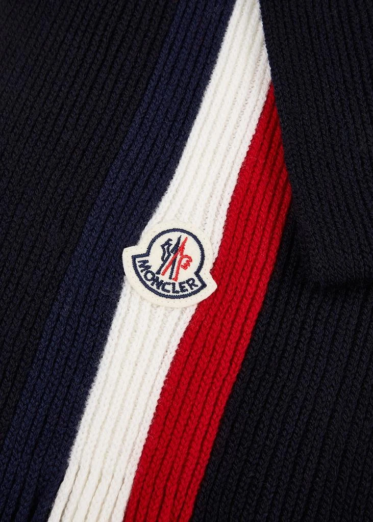 商品Moncler|Navy striped ribbed wool scarf,价格¥1840,第3张图片详细描述