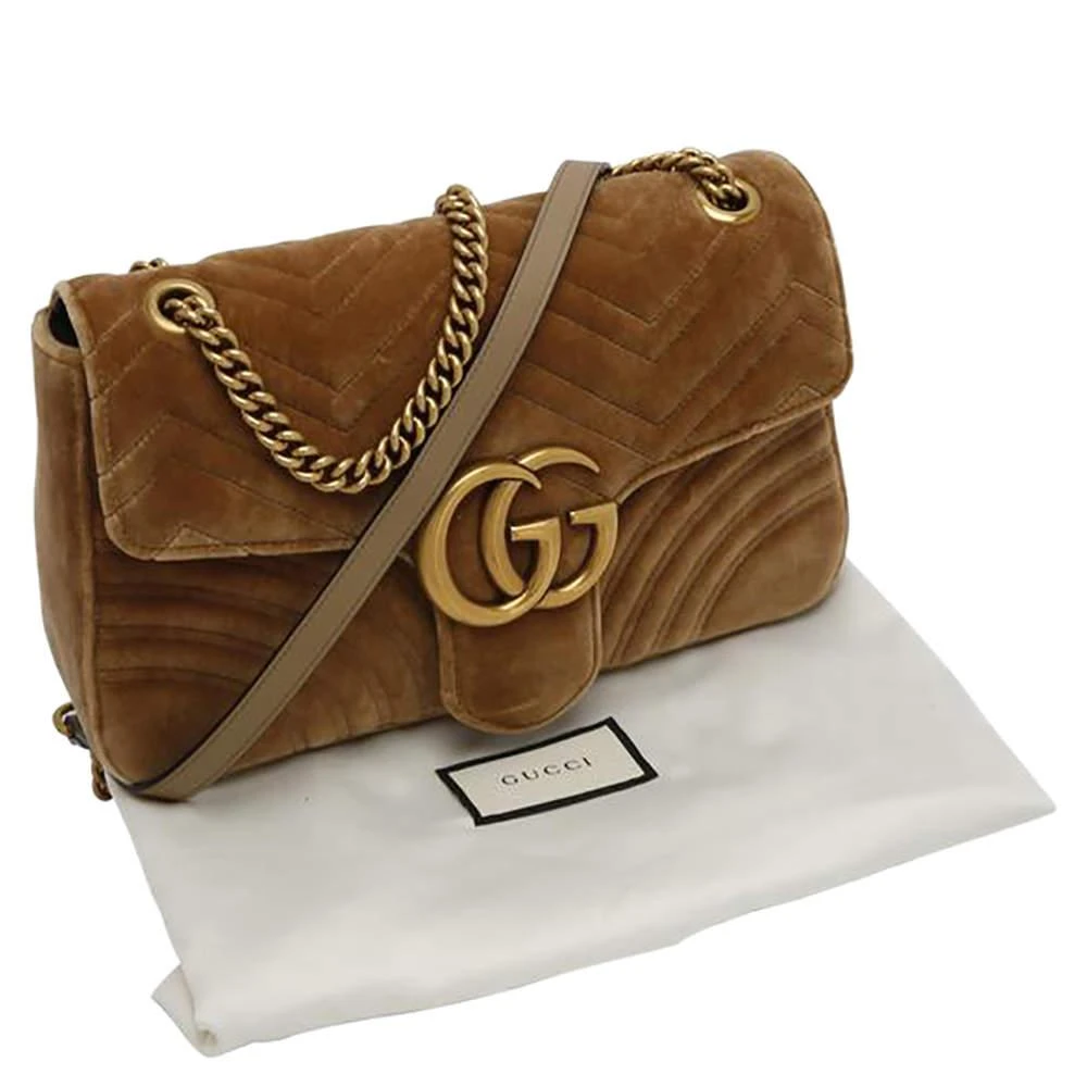 Gucci Beige GG Marmont Velvet Medium Shoulder Bag 商品