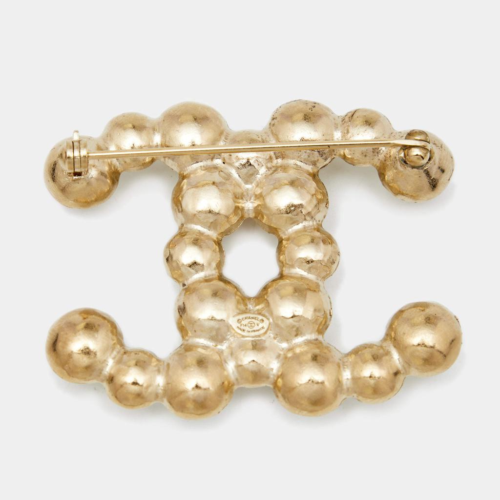 Chanel CC Faux Pearl Gold Tone Brooch商品第2张图片规格展示