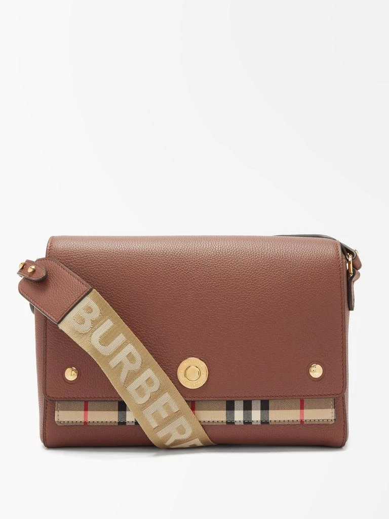 商品Burberry|Vintage-check canvas and leather cross-body bag,价格¥11355,第3张图片详细描述