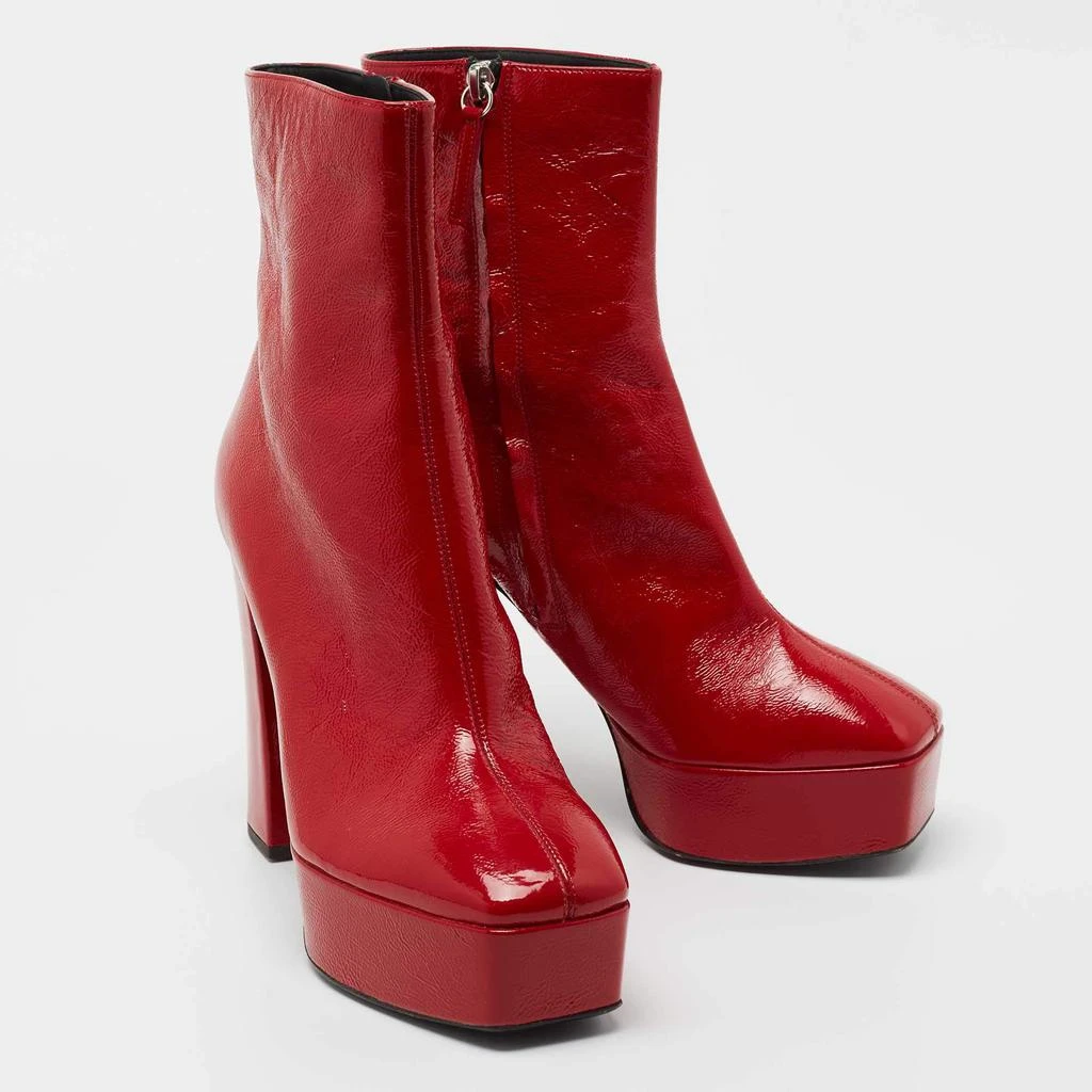 商品[二手商品] Giuseppe Zanotti|Giuseppe Zanotti Red Leather Morgana Square Toe Ankle Boots Size 39,价格¥2959,第4张图片详细描述