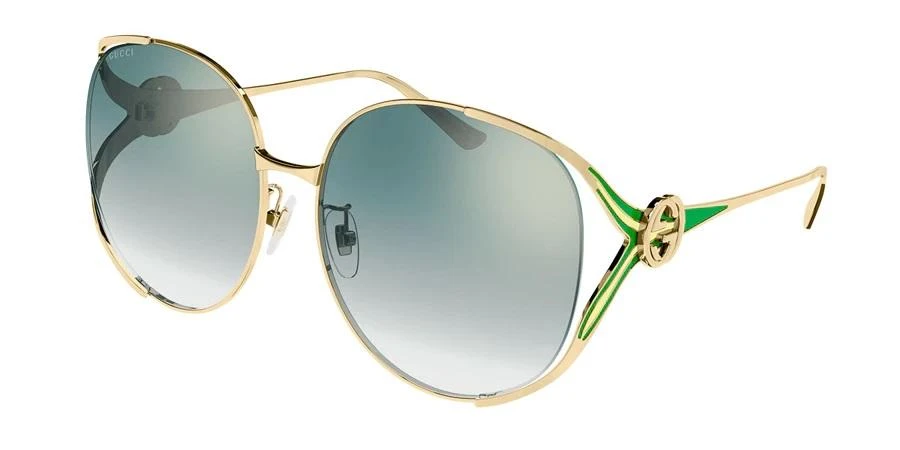 商品Gucci|Gradient Green Oversized Ladies Sunglasses GG0225S 006,价格¥1936,第1张图片