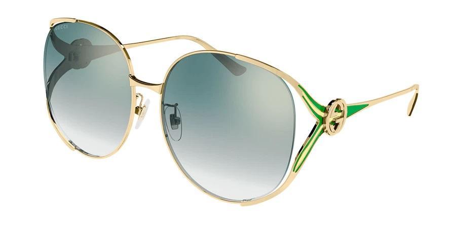 商品Gucci|Gucci Gradient Green Oversized Ladies Sunglasses GG0225S 006,价格¥1795,第1张图片