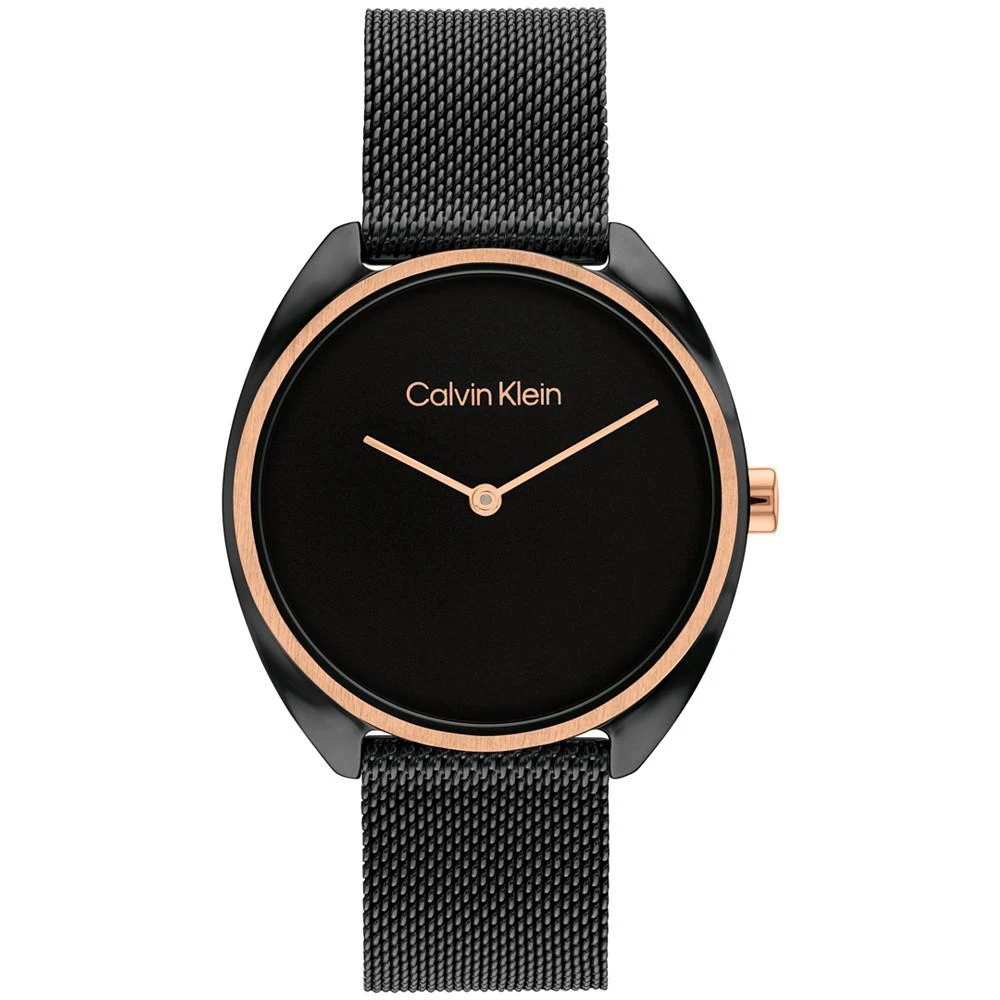商品Calvin Klein|Women's Quartz Black Stainless Steel Mesh Bracelet Watch 34mm,价格¥1201,第1张图片