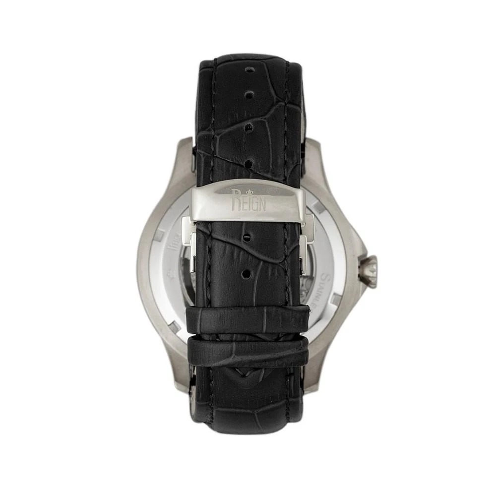 商品Reign|Dantes Automatic Black Dial, Silver Case, Genuine Black Leather Watch 47mm,价格¥2597,第2张图片详细描述