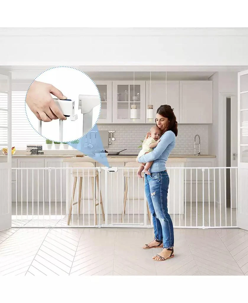 商品Costway|Baby 6 Panel Safe Metal Gate Play Yard Barrier Pet Fence Adjustable,价格¥708,第4张图片详细描述