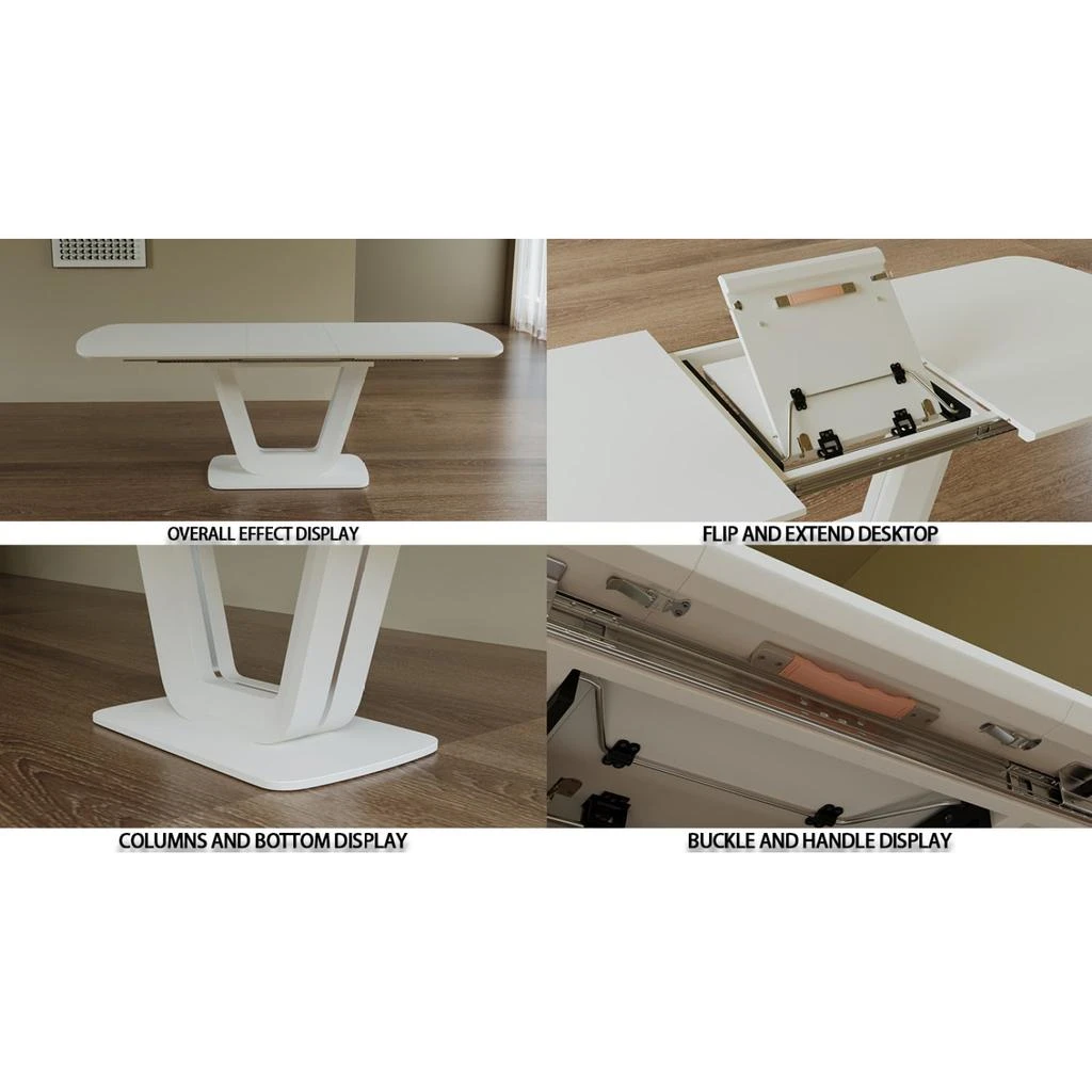 Streamdale Expandable Grey/White Dining Table, U-Legs, Home/Office 商品