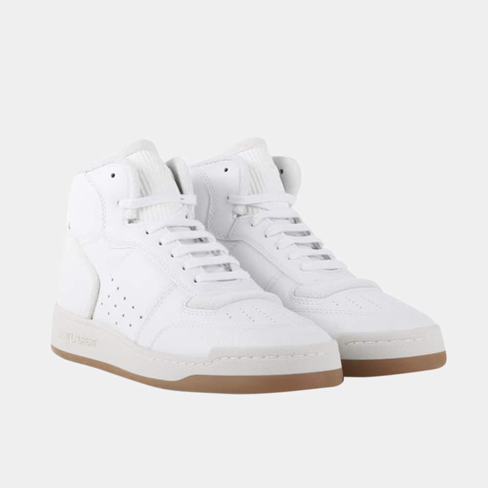 商品Yves Saint Laurent|Saint Laurent Paris White SL24 Mid Top Sneaker Size EU 40,价格¥5436,第5张图片详细描述