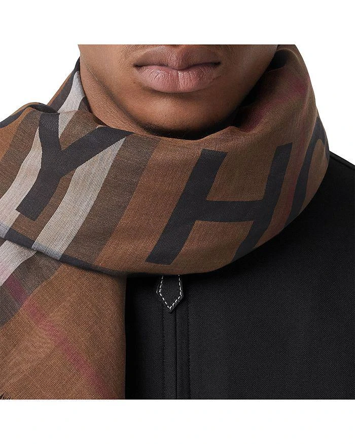 商品Burberry|Horseferry Print Check Wool Silk Large Square Scarf,价格¥3702,第3张图片详细描述