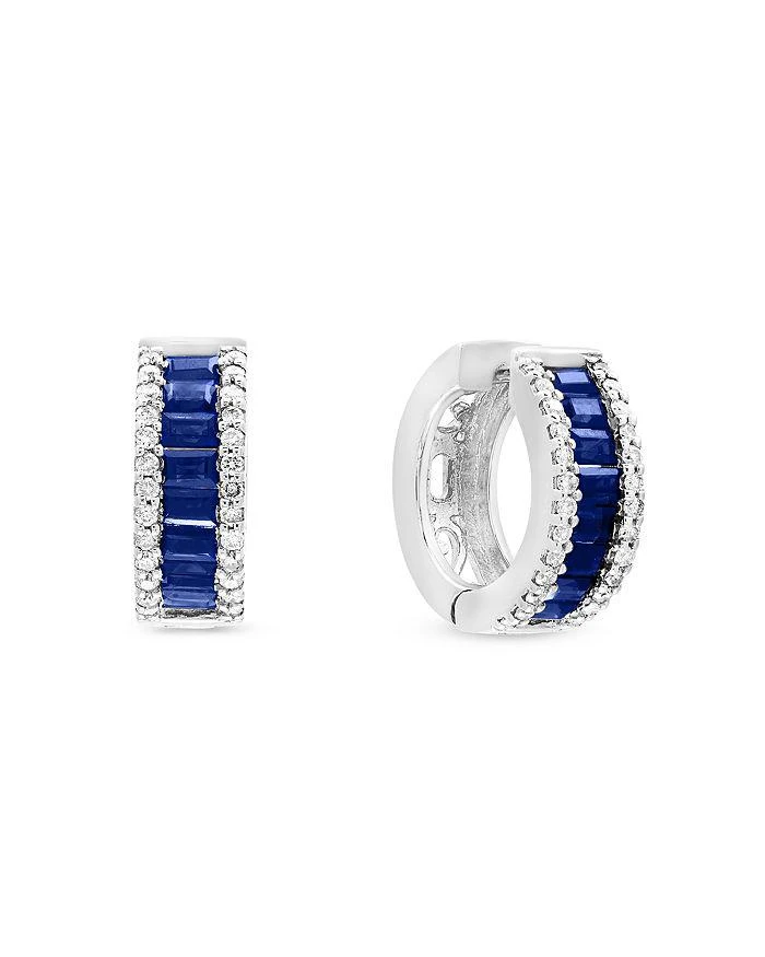 商品Bloomingdale's|Blue Sapphire and Diamond Hoop Earrings in 14K White Gold,价格¥17660,第1张图片详细描述