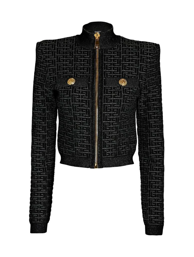 商品Balmain|Balmain Textured Monogram Cropped Cardigan,价格¥12778,第1张图片