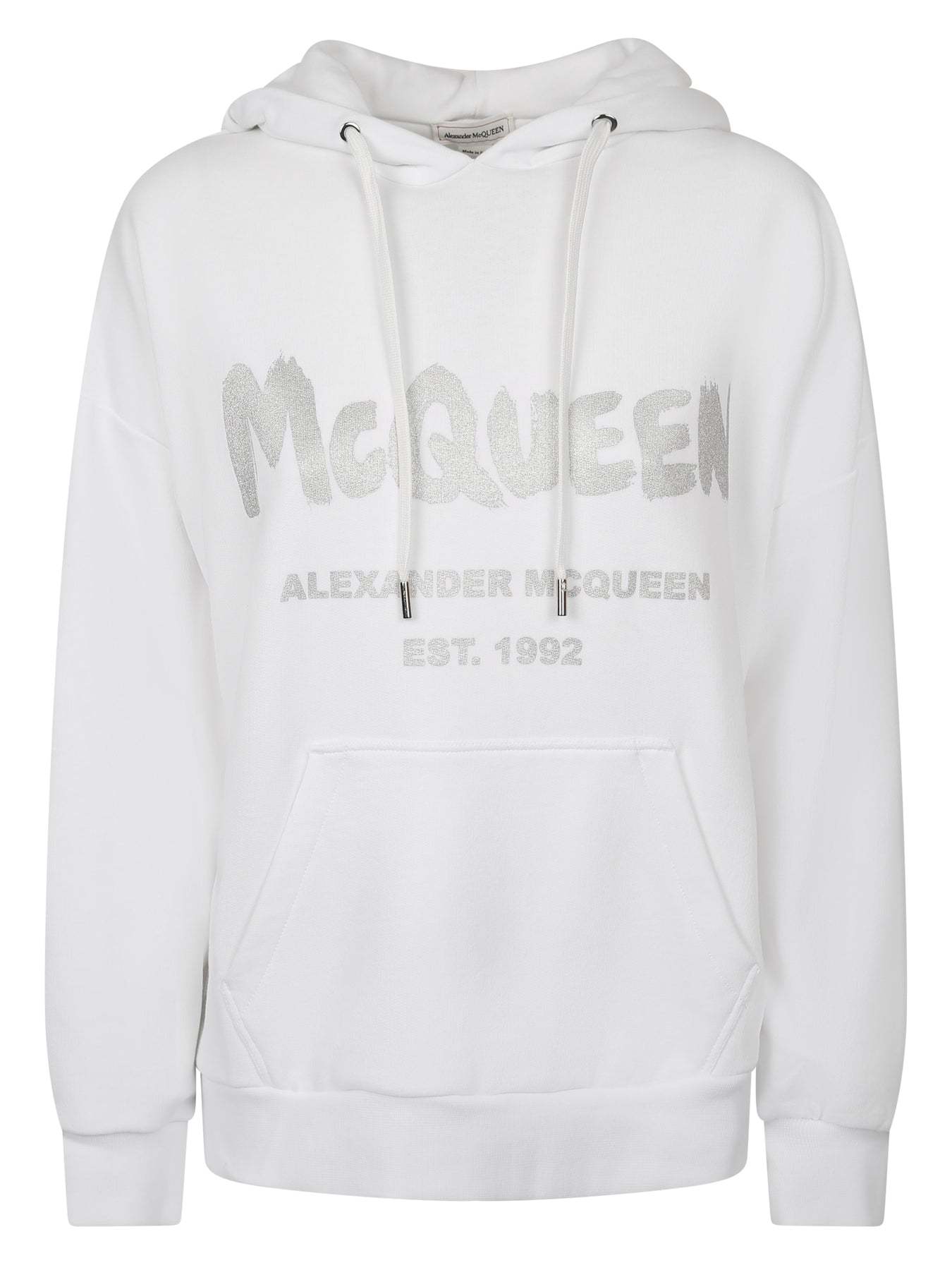 商品Alexander McQueen|ALEXANDER MCQUEEN 女士白色棉质连帽卫衣 674882-QZAD5-0934,价格¥1448,第1张图片