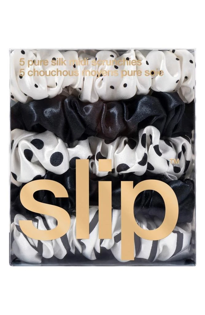 商品Slip|5-Pack Midi Silk Scrunchies,价格¥229,第2张图片详细描述