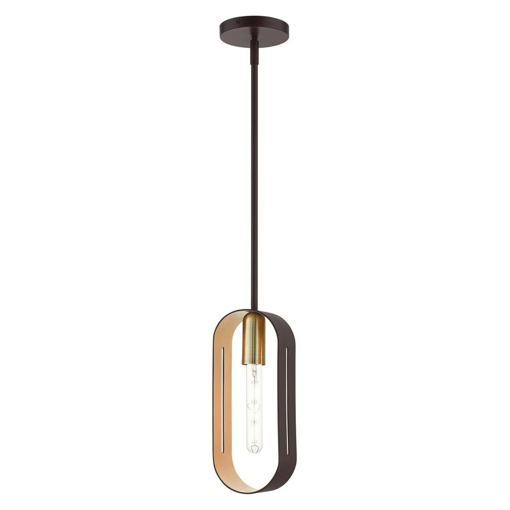 商品Livex Lighting|One Light Bronze with Antique Brass Accents Pendant,价格¥1465,第1张图片