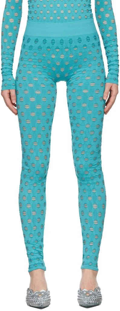 商品Maisie Wilen|SSENSE Exclusive Blue Perforated Leggings,价格¥596,第1张图片