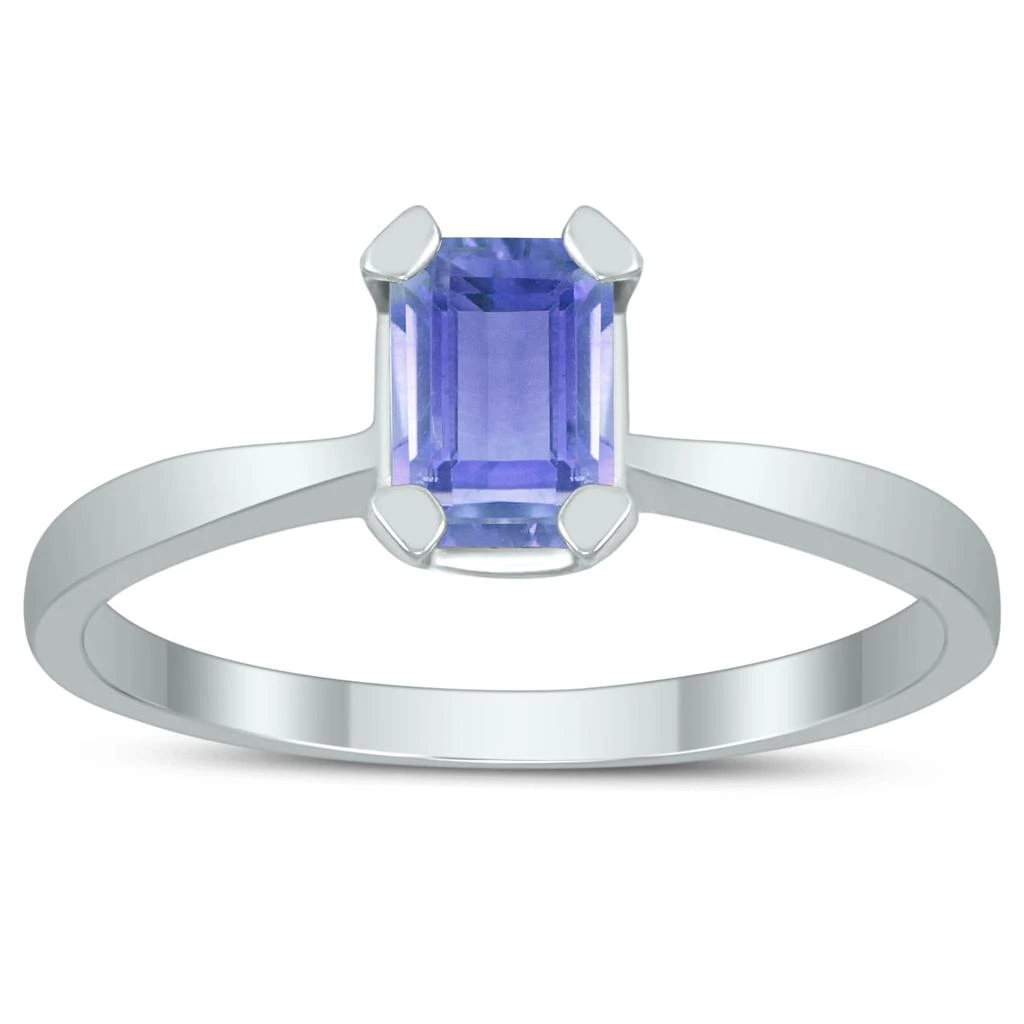 商品SSELECTS|Emerald Shaped 6X4Mm Tanzanite Solitaire Ring In 10K White Gold,价格¥1929,第1张图片