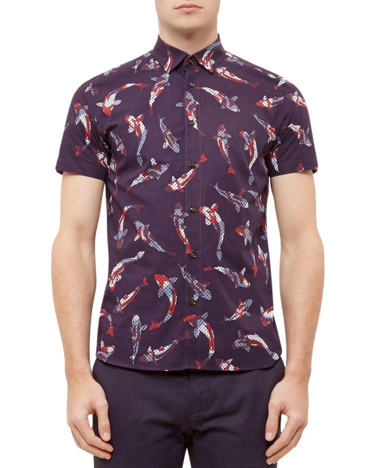 商品Ted Baker London|Ted Baker Bigpois Oversized Fish Print Regular Fit Button-Down Shirt,价格¥770,第1张图片