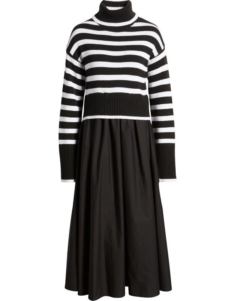 商品Moon River|Mixed Media Long Sleeve Midi Dress,价格¥486,第5张图片详细描述