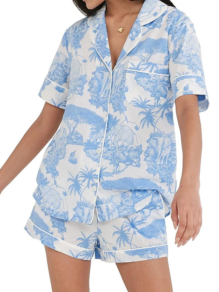 商品Desmond & Dempsey|2-Piece Printed Cotton Short Pajama Set,价格¥1428,第3张图片详细描述