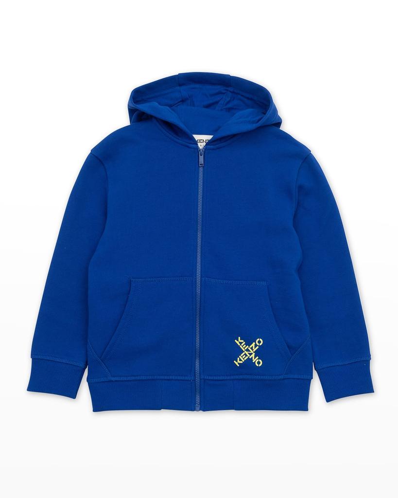 商品Kenzo|Boy's Cross Logo Zip Up Hoodie, Sizes 4-5,价格¥704,第1张图片