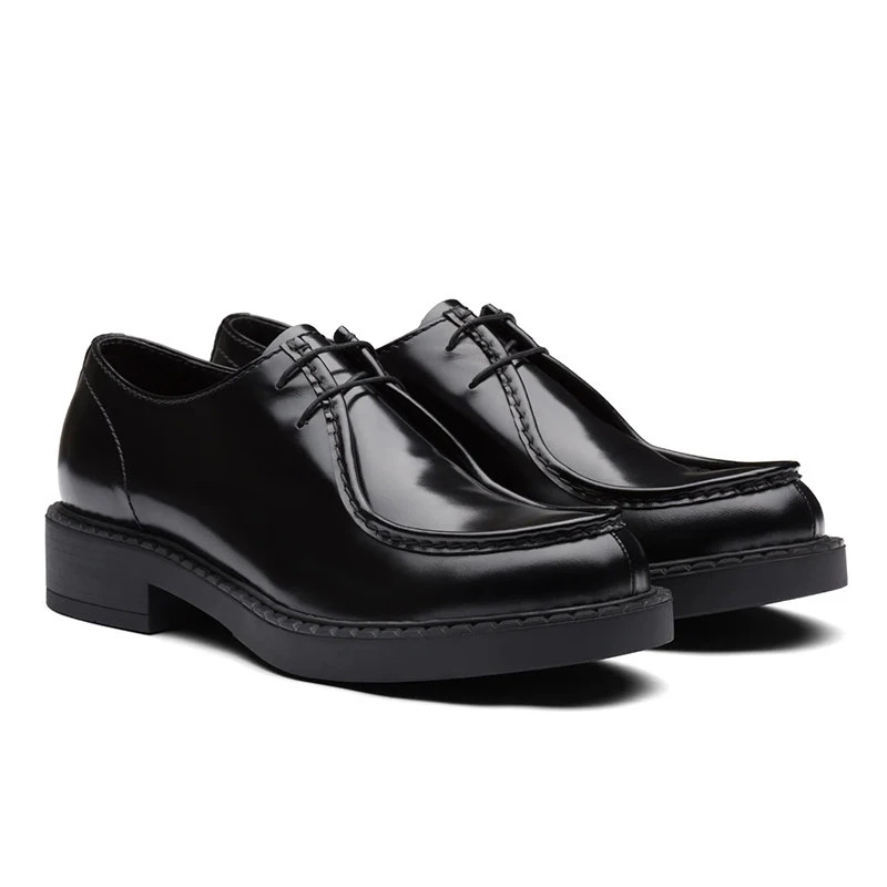 【预售3-7天】PRADA/普拉达 21年秋冬 男士黑色亮面皮革系带鞋2EE346_P39_F0002 商品