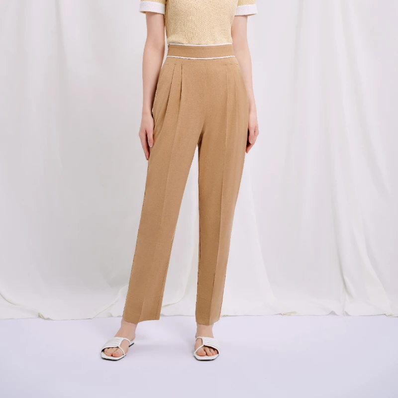 商品[国内直发] Petite Studio NYC|Skylar浅驼撞色高腰裤 | Skylar Pants - Camel,价格¥306,第1张图片