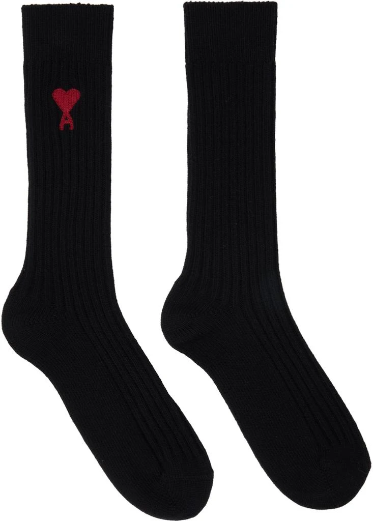 商品AMI|Three-Pack Black Ami de Cœur Socks,价格¥556,第2张图片详细描述