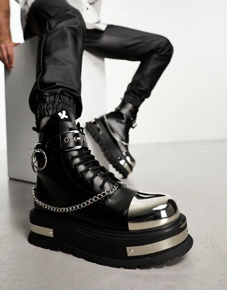 商品Koi Footwear|KOI Borin hardward extreme platform boots in black,价格¥1140,第1张图片