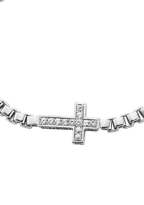 商品Effy|Men's 5/8 ct. t.w. White Sapphire Sterling Silver Bracelet,价格¥2298,第4张图片详细描述
