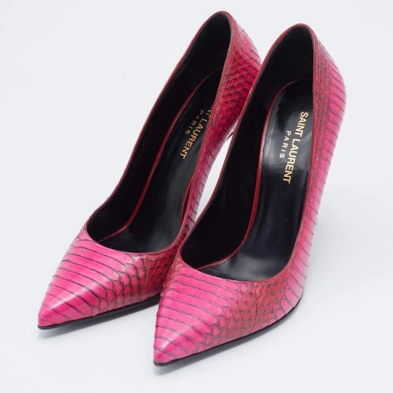 商品[二手商品] Yves Saint Laurent|Yves Saint Laurent Pink Python Leather Pointed Toe Pumps Size 38,价格¥1192,第2张图片详细描述