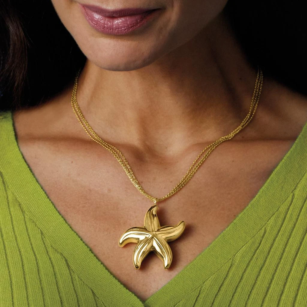 商品Ross-Simons|Ross-Simons Italian 18kt Gold Over Sterling Multi-Strand Starfish Pendant Necklace,价格¥1409,第3张图片详细描述