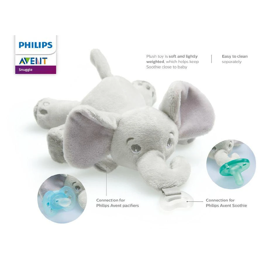 商品Philips Avent|Soothie Snuggle Elephant Pacifier, 0m+ (SCF347/03),价格¥142,第5张图片详细描述