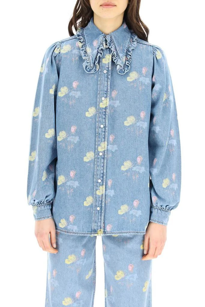 商品Ganni|Ganni denim shirt with floral print,价格¥1304,第2张图片详细描述