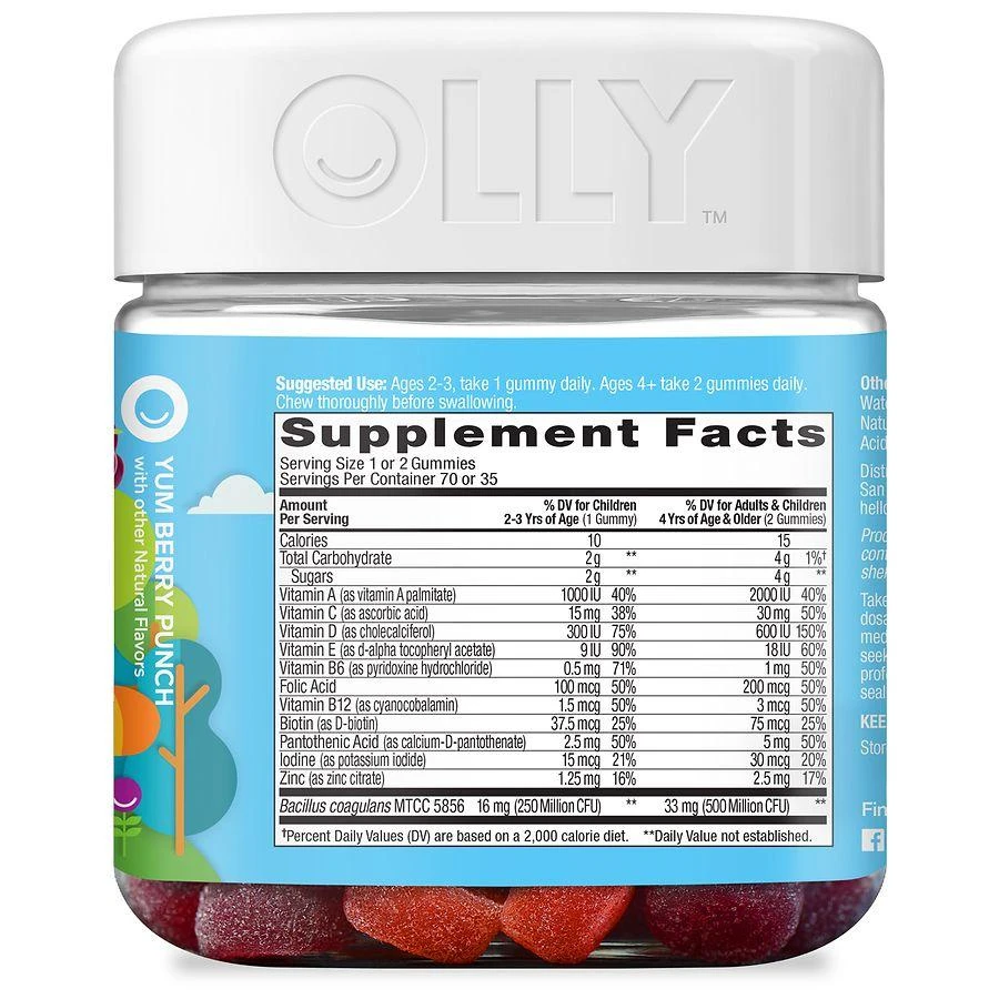 OLLY Kids Multi + Probiotic Gummies Yum Berry Punch 4