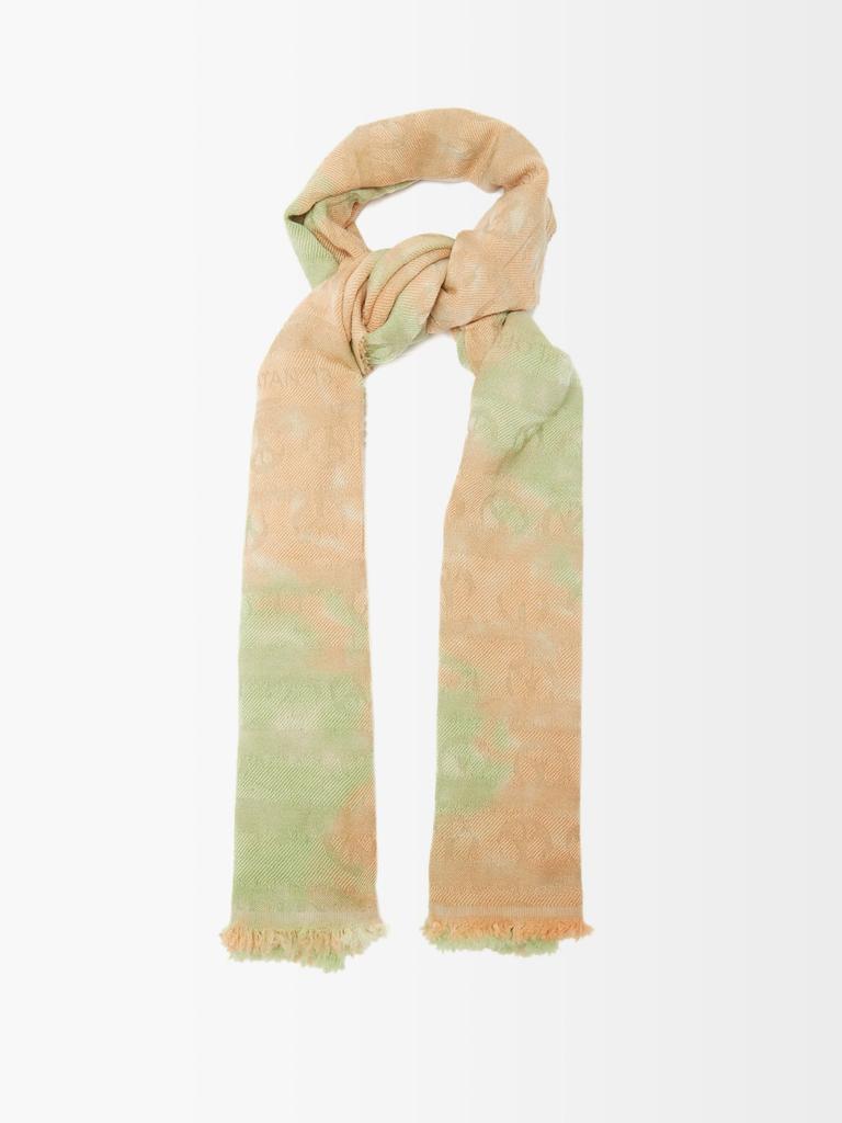 Tie-dye jacquard-peace sign wool scarf商品第1张图片规格展示
