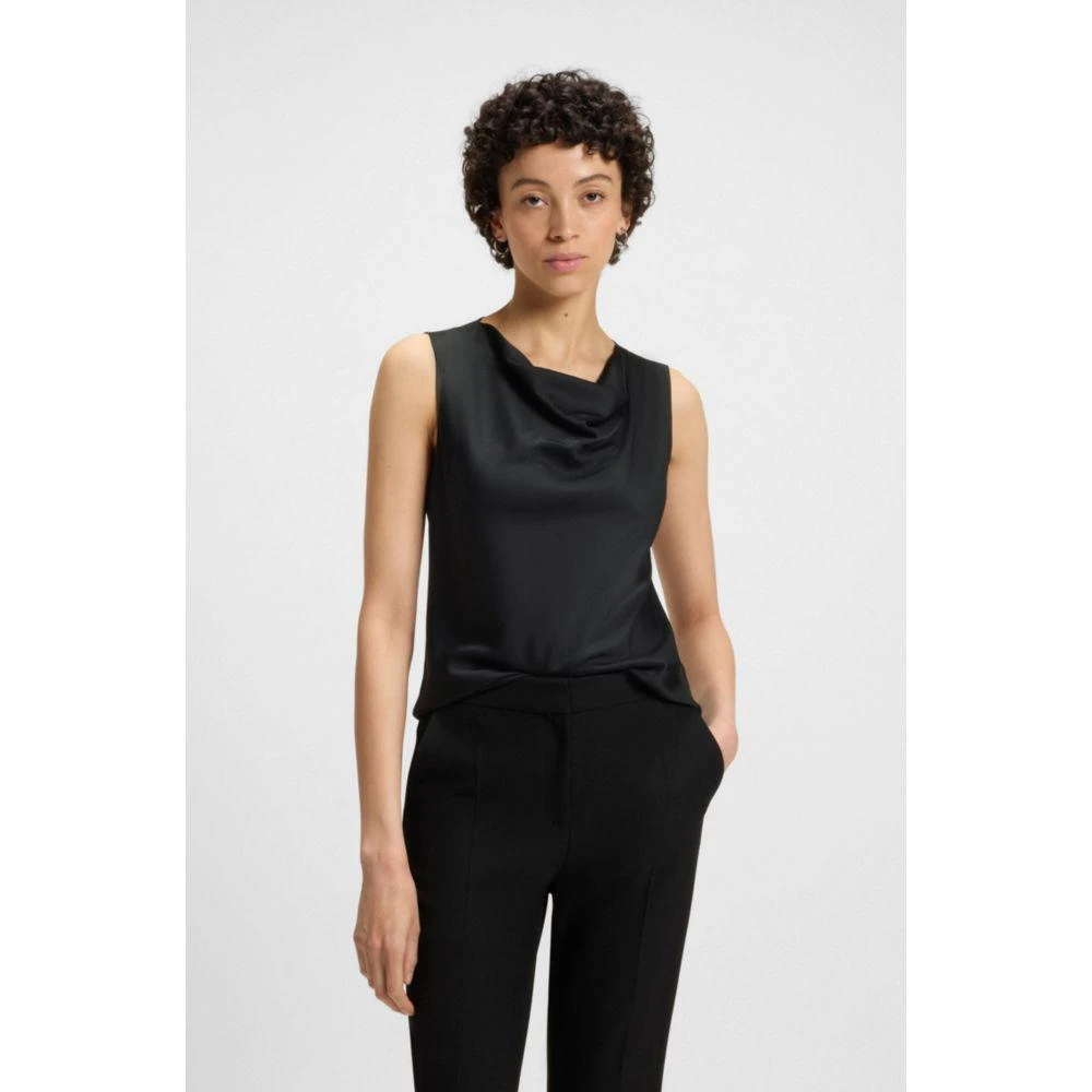 商品Hugo Boss|Sleeveless cowl-neck blouse in stretch silk,价格¥1102,第3张图片详细描述