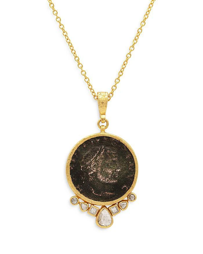 商品Gurhan|Antiquities Diamond Pavé & Gemstone Oval Pendant Necklace in 24K/22K Gold, 18",价格¥43898,第1张图片